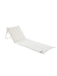 House of Dune Oyster Tide folding beach lounger with off-white quilted cushioned cover, backrest raised, on a white background.