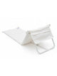 Side view of the House of Dune Oyster Tide beach lounger, showing the folding aluminium frame and backrest pocket.