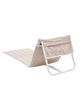 Side view of the House of Dune Sand Drift beach lounger, showing the folding aluminium frame and backrest pocket.