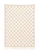 Full view of the Sand Drift checkerboard towel from House of Dune laid flat, showing its warm beige and cream design.